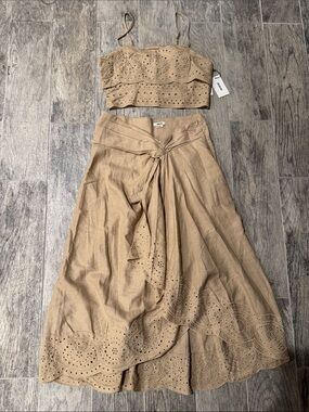 Jason Wu Beige Eyelet Maxi Wrap Skirt